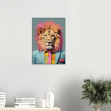 Funky Lion Watercolour Canvas Print, Boss Lion in a Suit, Trendy Animal Artwork, Eclectic Wall Art - Hustle and Soul