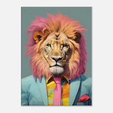 Funky Lion Watercolour Canvas Print, Boss Lion in a Suit, Trendy Animal Artwork, Eclectic Wall Art - Hustle and Soul