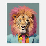 Funky Lion Watercolour Canvas Print, Boss Lion in a Suit, Trendy Animal Artwork, Eclectic Wall Art - Hustle and Soul