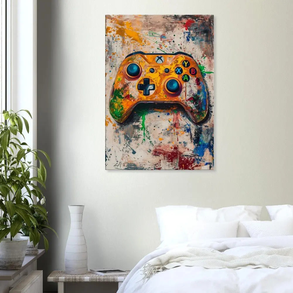 Gaming Graffiti Wall Art, Game Controller Canvas Print, Urban Street Art Decor for Gamers - Hustle and Soul