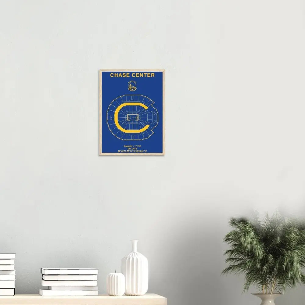 Golden State Warriors Poster, Chase Center Matte Paper Wooden Framed Poster, Ready - to - Hang NBA Wall Art - Hustle and Soul