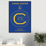 Golden State Warriors Poster, Chase Center Matte Paper Wooden Framed Poster, Ready - to - Hang NBA Wall Art - Hustle and Soul