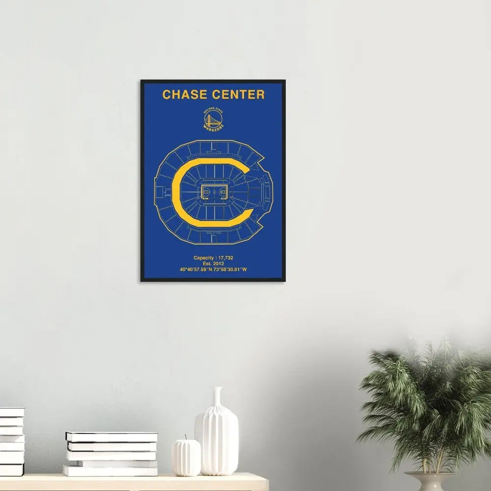 Golden State Warriors Poster, Chase Center Matte Paper Wooden Framed Poster, Ready - to - Hang NBA Wall Art - Hustle and Soul