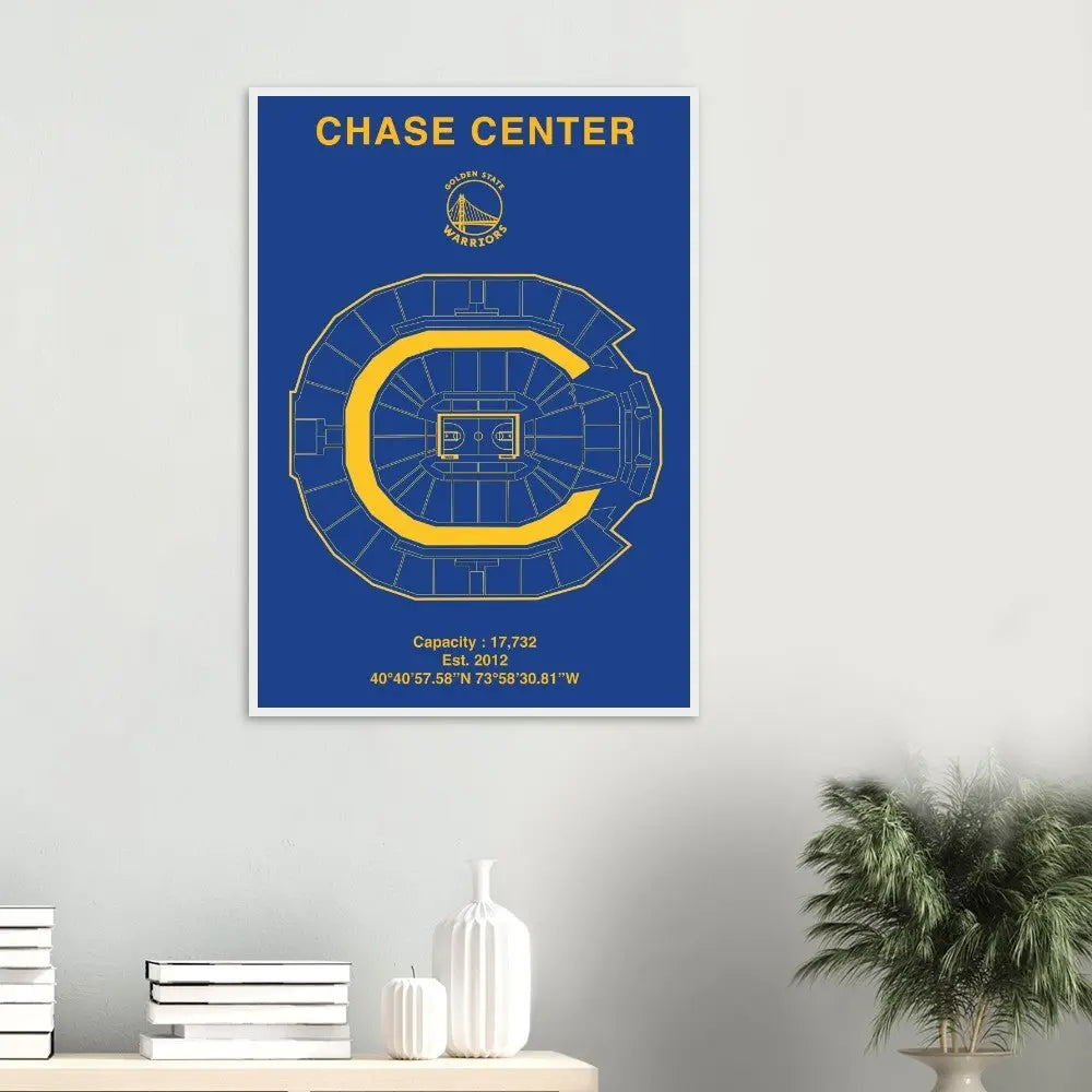Golden State Warriors Poster, Chase Center Matte Paper Wooden Framed Poster, Ready - to - Hang NBA Wall Art - Hustle and Soul