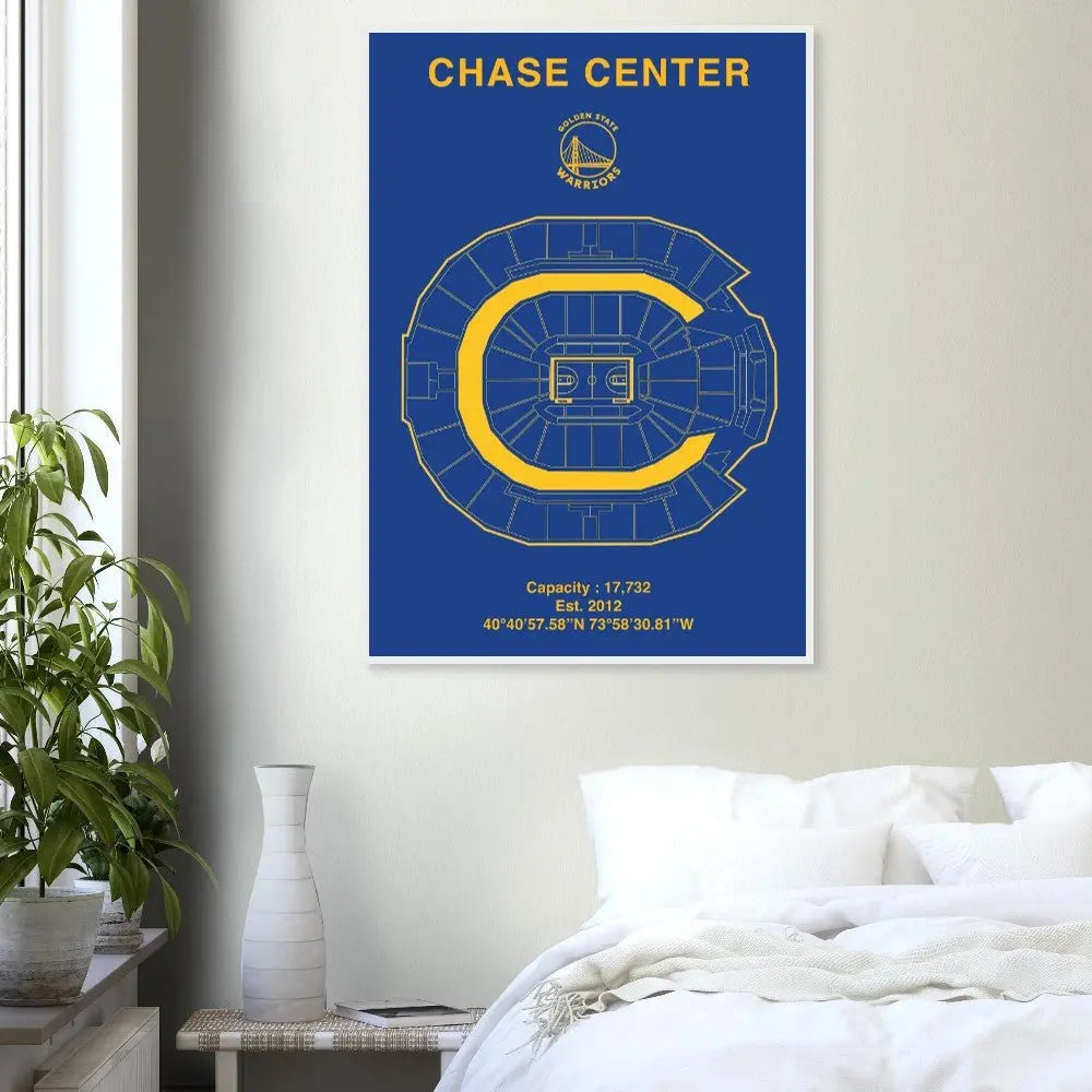 Golden State Warriors Poster, Chase Center Matte Paper Wooden Framed Poster, Ready - to - Hang NBA Wall Art - Hustle and Soul