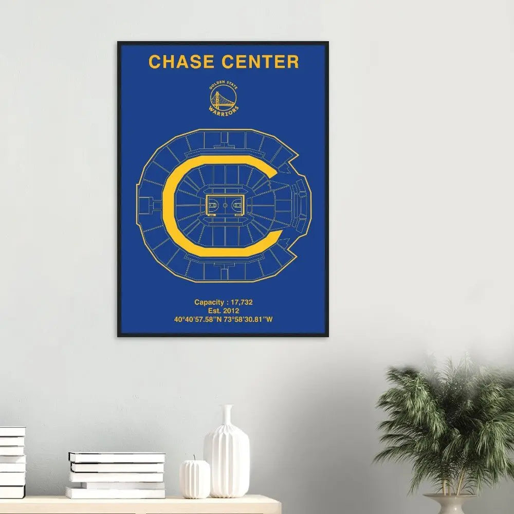 Golden State Warriors Poster, Chase Center Matte Paper Wooden Framed Poster, Ready - to - Hang NBA Wall Art - Hustle and Soul
