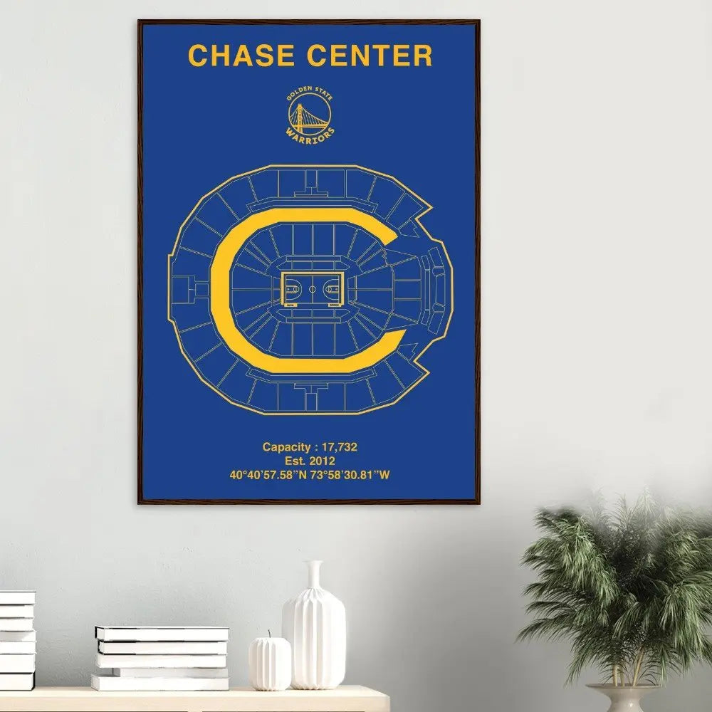 Golden State Warriors Poster, Chase Center Matte Paper Wooden Framed Poster, Ready - to - Hang NBA Wall Art - Hustle and Soul