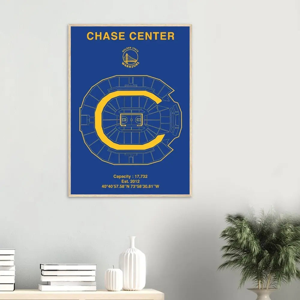 Golden State Warriors Poster, Chase Center Matte Paper Wooden Framed Poster, Ready - to - Hang NBA Wall Art - Hustle and Soul