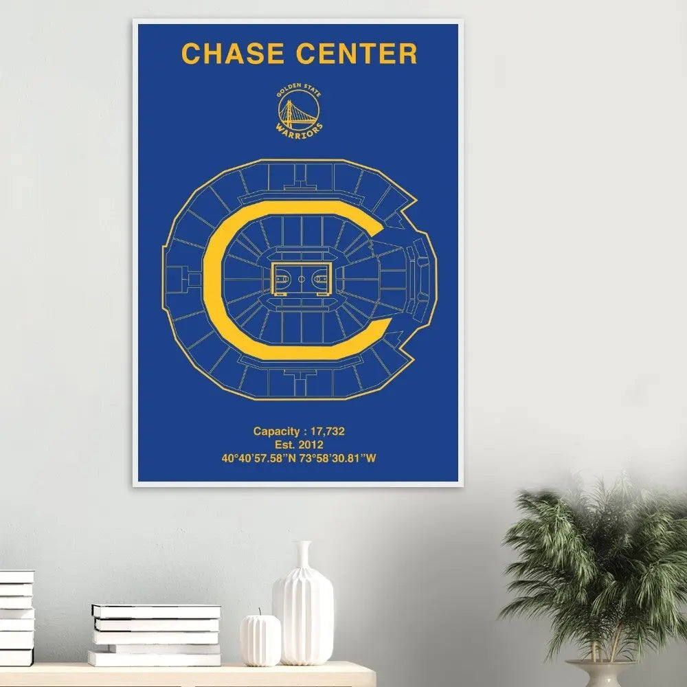 Golden State Warriors Poster, Chase Center Matte Paper Wooden Framed Poster, Ready - to - Hang NBA Wall Art - Hustle and Soul