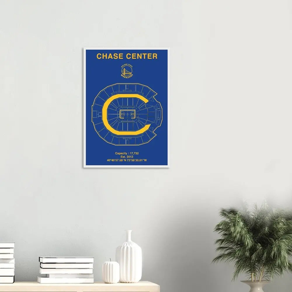 Golden State Warriors Poster, Chase Center Matte Paper Wooden Framed Poster, Ready - to - Hang NBA Wall Art - Hustle and Soul