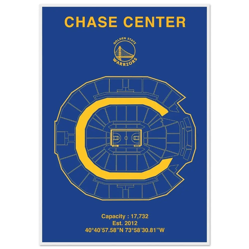 Golden State Warriors Poster, Chase Center Matte Paper Wooden Framed Poster, Ready - to - Hang NBA Wall Art - Hustle and Soul