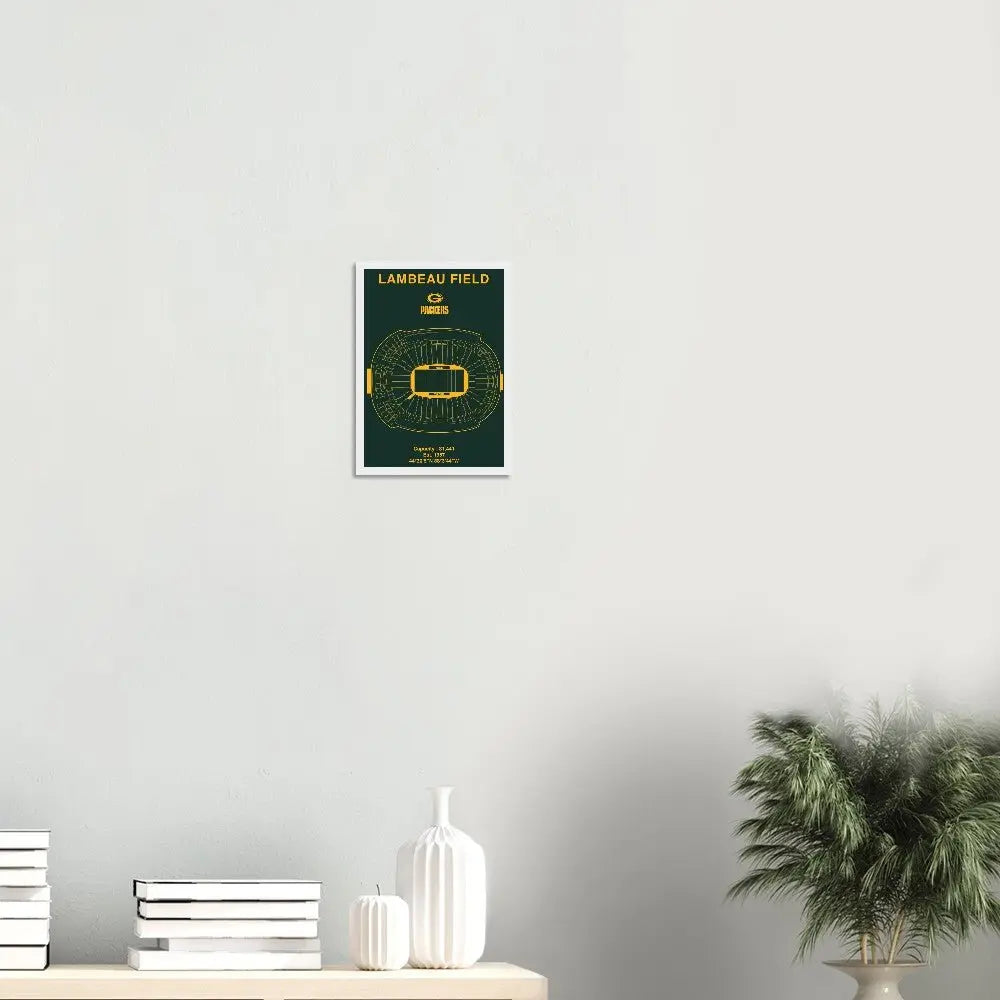 Green Bay Packers Poster, Lambeau Field Stadium NFL Matte Paper Wooden Framed Poster, Ready - to - Hang Sports Art - Hustle and Soul