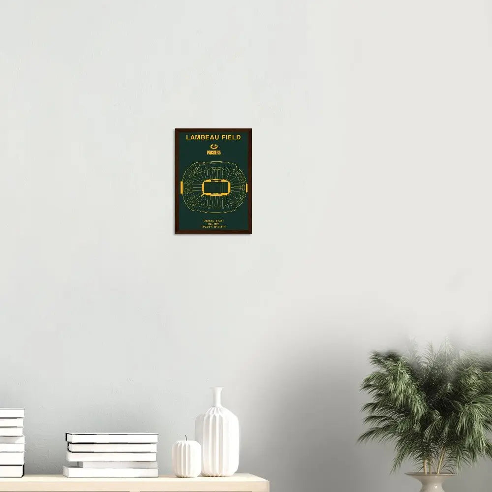 Green Bay Packers Poster, Lambeau Field Stadium NFL Matte Paper Wooden Framed Poster, Ready - to - Hang Sports Art - Hustle and Soul