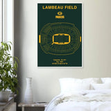 Green Bay Packers Poster, Lambeau Field Stadium NFL Matte Paper Wooden Framed Poster, Ready - to - Hang Sports Art - Hustle and Soul