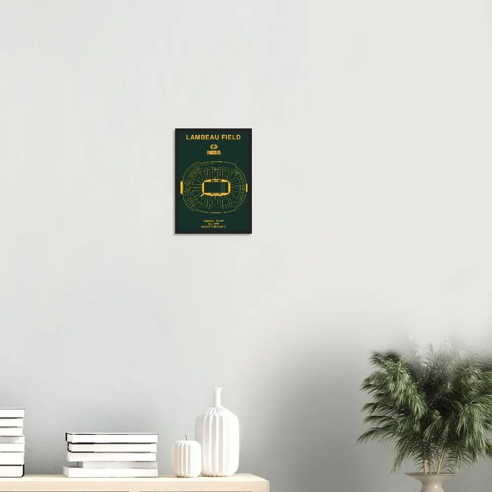 Green Bay Packers Poster, Lambeau Field Stadium NFL Matte Paper Wooden Framed Poster, Ready - to - Hang Sports Art - Hustle and Soul
