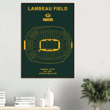 Green Bay Packers Poster, Lambeau Field Stadium NFL Matte Paper Wooden Framed Poster, Ready - to - Hang Sports Art - Hustle and Soul