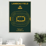 Green Bay Packers Poster, Lambeau Field Stadium NFL Matte Paper Wooden Framed Poster, Ready - to - Hang Sports Art - Hustle and Soul
