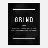 Grind Motivational Canvas Wall Art, Inspirational Quote Decor, Thick Frame Modern Artwork for Home or Office - Hustle and Soul