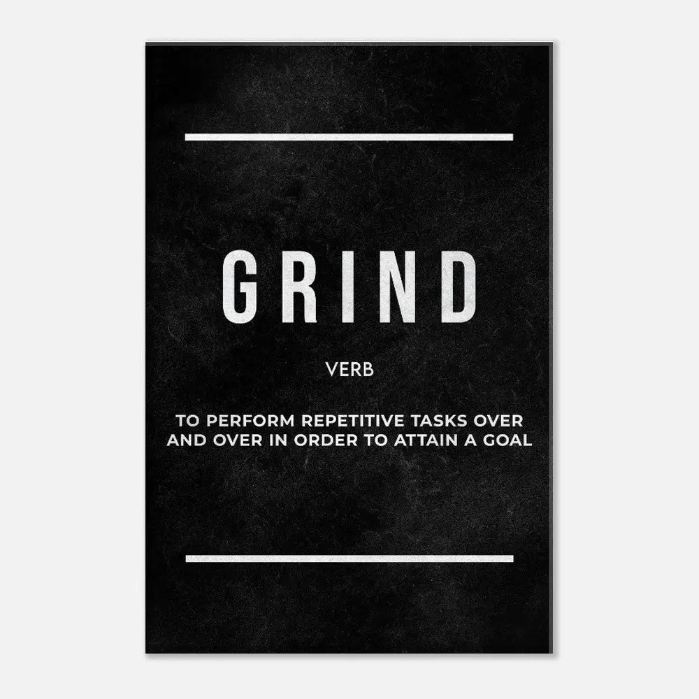 Grind Motivational Canvas Wall Art, Inspirational Quote Decor, Thick Frame Modern Artwork for Home or Office - Hustle and Soul
