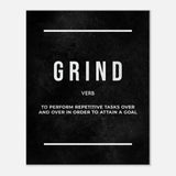 Grind Motivational Canvas Wall Art, Inspirational Quote Decor, Thick Frame Modern Artwork for Home or Office - Hustle and Soul