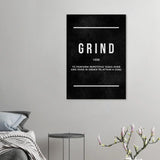 Grind Motivational Canvas Wall Art, Inspirational Quote Decor, Thick Frame Modern Artwork for Home or Office - Hustle and Soul
