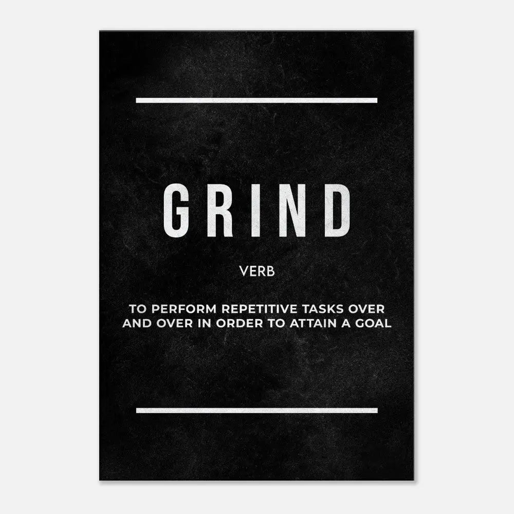 Grind Motivational Canvas Wall Art, Inspirational Quote Decor, Thick Frame Modern Artwork for Home or Office - Hustle and Soul