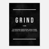 Grind Motivational Canvas Wall Art, Inspirational Quote Decor, Thick Frame Modern Artwork for Home or Office - Hustle and Soul