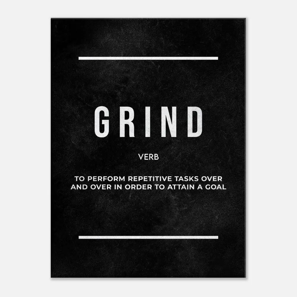 Grind Motivational Canvas Wall Art, Inspirational Quote Decor, Thick Frame Modern Artwork for Home or Office - Hustle and Soul
