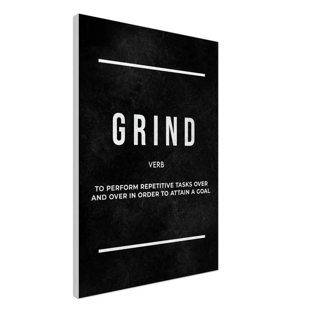 Grind Motivational Canvas Wall Art, Inspirational Quote Decor, Thick Frame Modern Artwork for Home or Office - Hustle and Soul