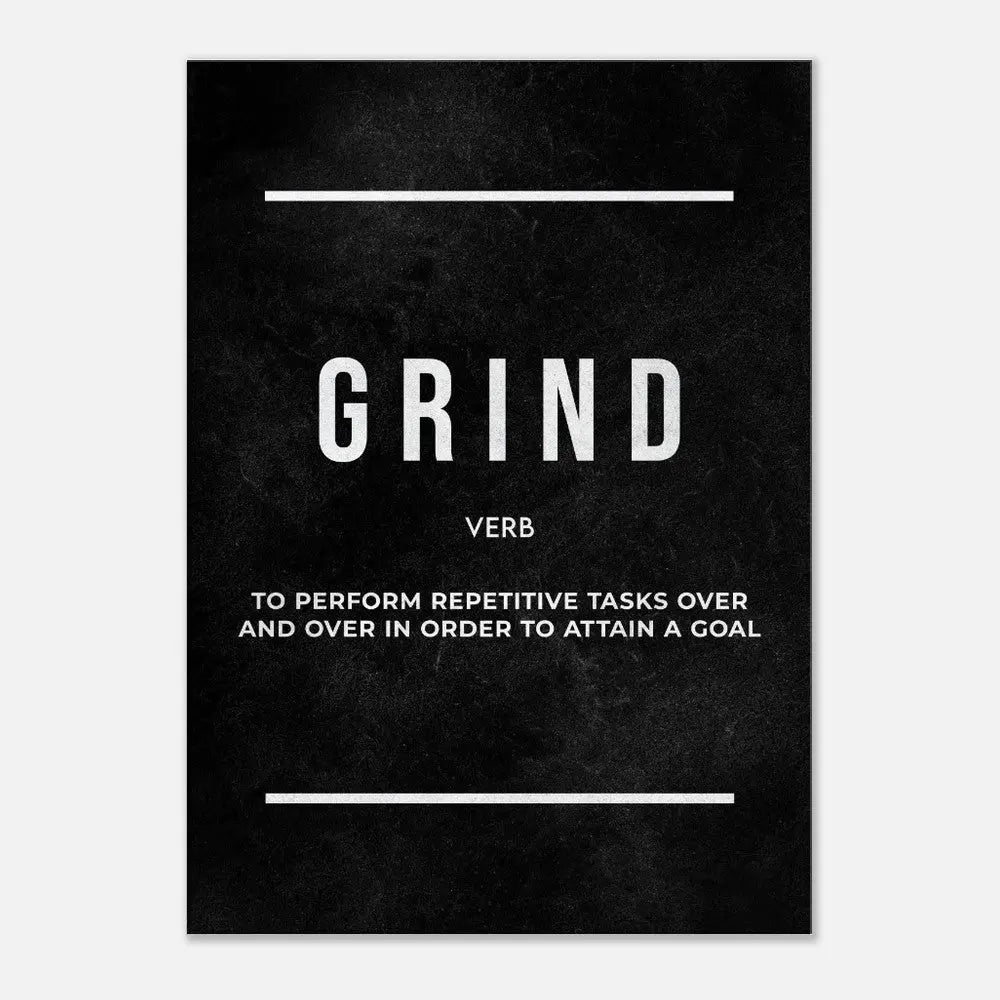 Grind Motivational Canvas Wall Art, Inspirational Quote Decor, Thick Frame Modern Artwork for Home or Office - Hustle and Soul