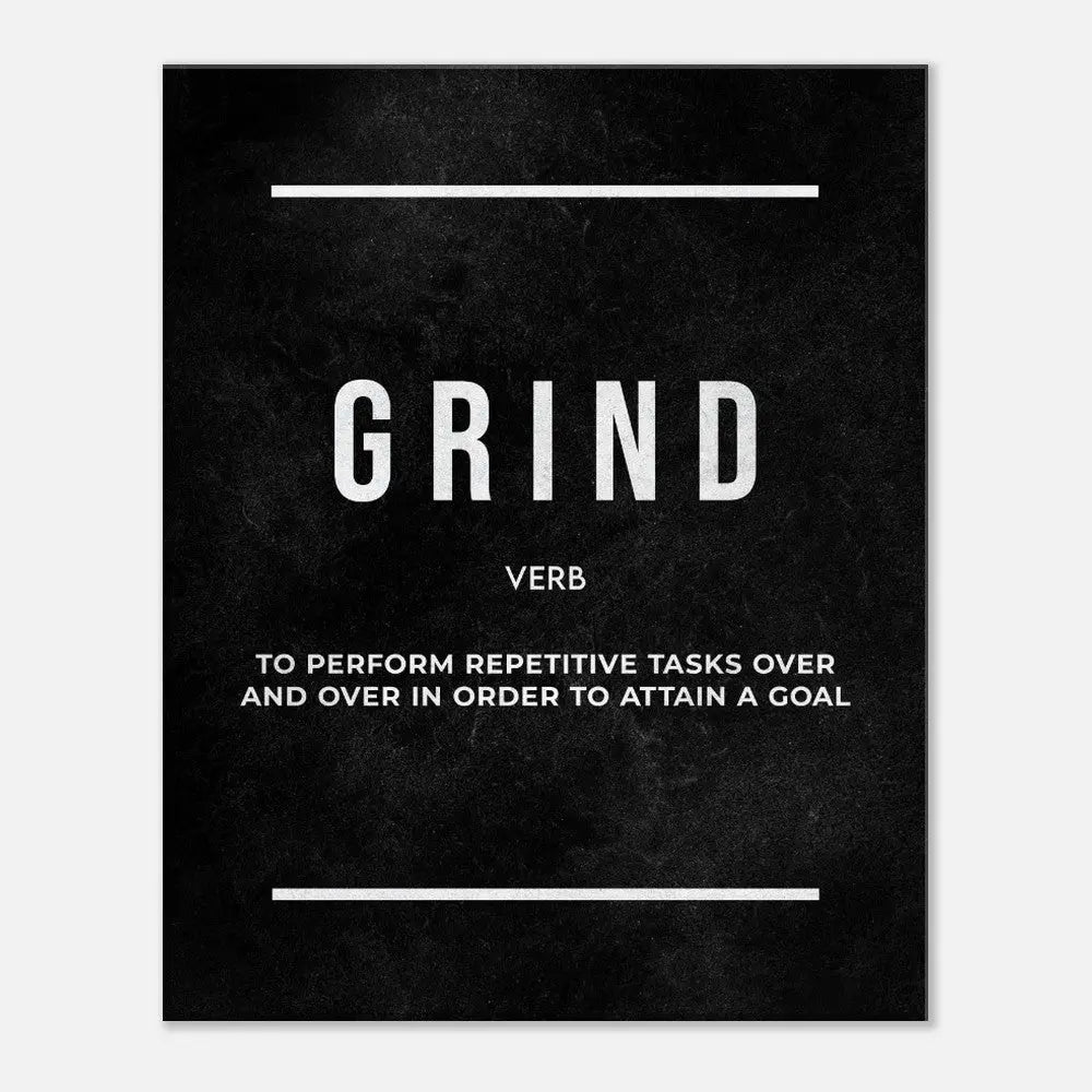 Grind Motivational Canvas Wall Art, Inspirational Quote Decor, Thick Frame Modern Artwork for Home or Office - Hustle and Soul