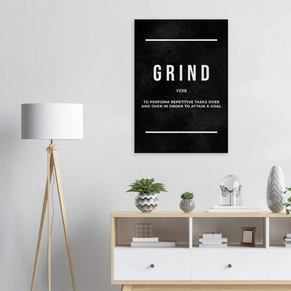 Grind Motivational Canvas Wall Art, Inspirational Quote Decor, Thick Frame Modern Artwork for Home or Office - Hustle and Soul