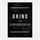 Grind Motivational Canvas Wall Art, Inspirational Quote Decor, Thick Frame Modern Artwork for Home or Office - Hustle and Soul