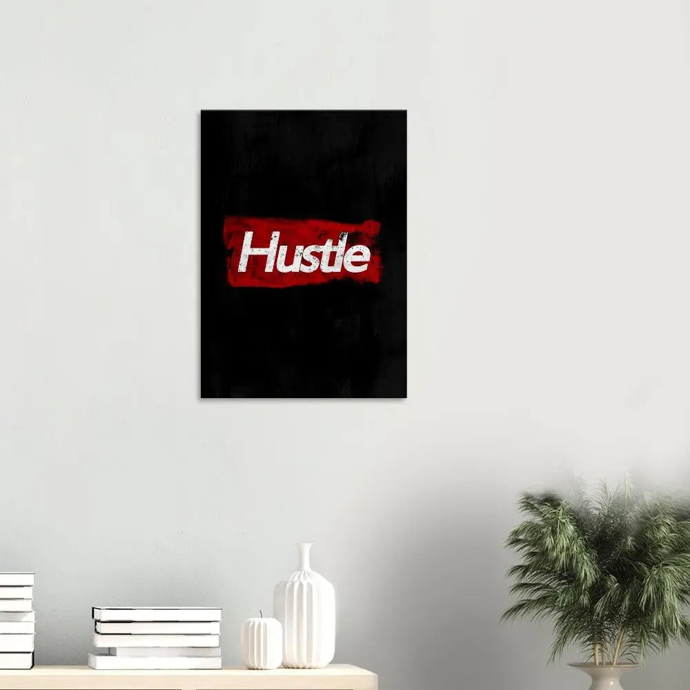 Hustle Motivational Canvas Wall Art, Inspirational Quote Decor, Thick Frame Artwork - Hustle and Soul