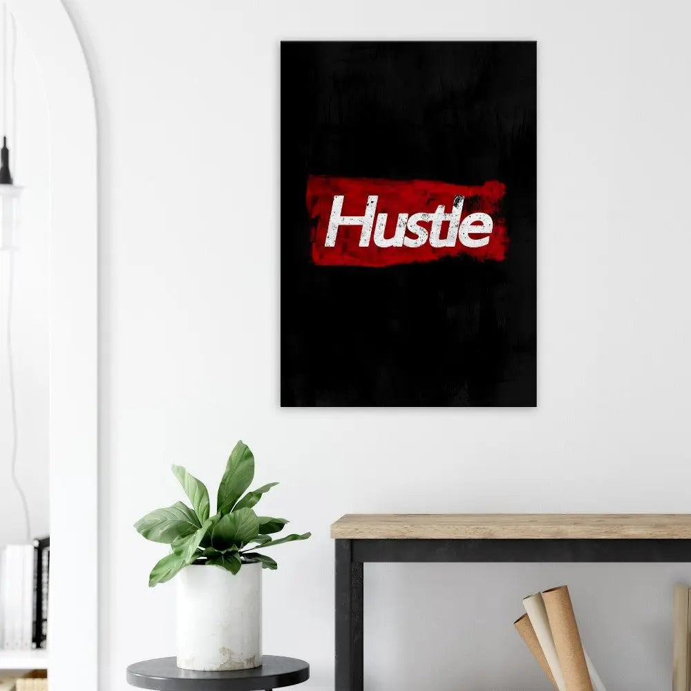 Hustle Motivational Canvas Wall Art, Inspirational Quote Decor, Thick Frame Artwork - Hustle and Soul
