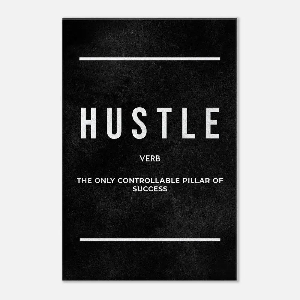 Hustle Motivational Canvas Wall Art, Inspirational Quote Decor, Thick Frame Artwork for Home or Office - Hustle and Soul