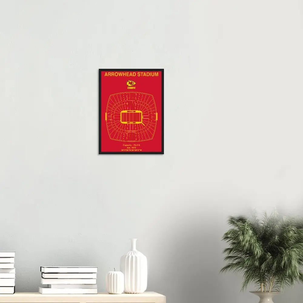 Kansas City Chiefs NFL Field Matte Paper Wooden Framed Poster, Ready - to - Hang Football Art - Hustle and Soul