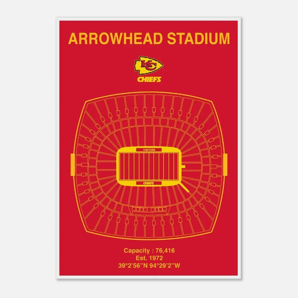 Kansas City Chiefs NFL Field Matte Paper Wooden Framed Poster, Ready - to - Hang Football Art - Hustle and Soul