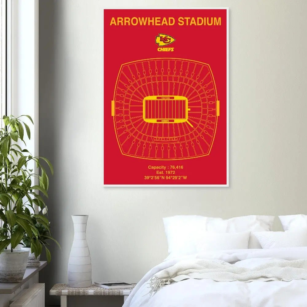 Kansas City Chiefs NFL Field Matte Paper Wooden Framed Poster, Ready - to - Hang Football Art - Hustle and Soul