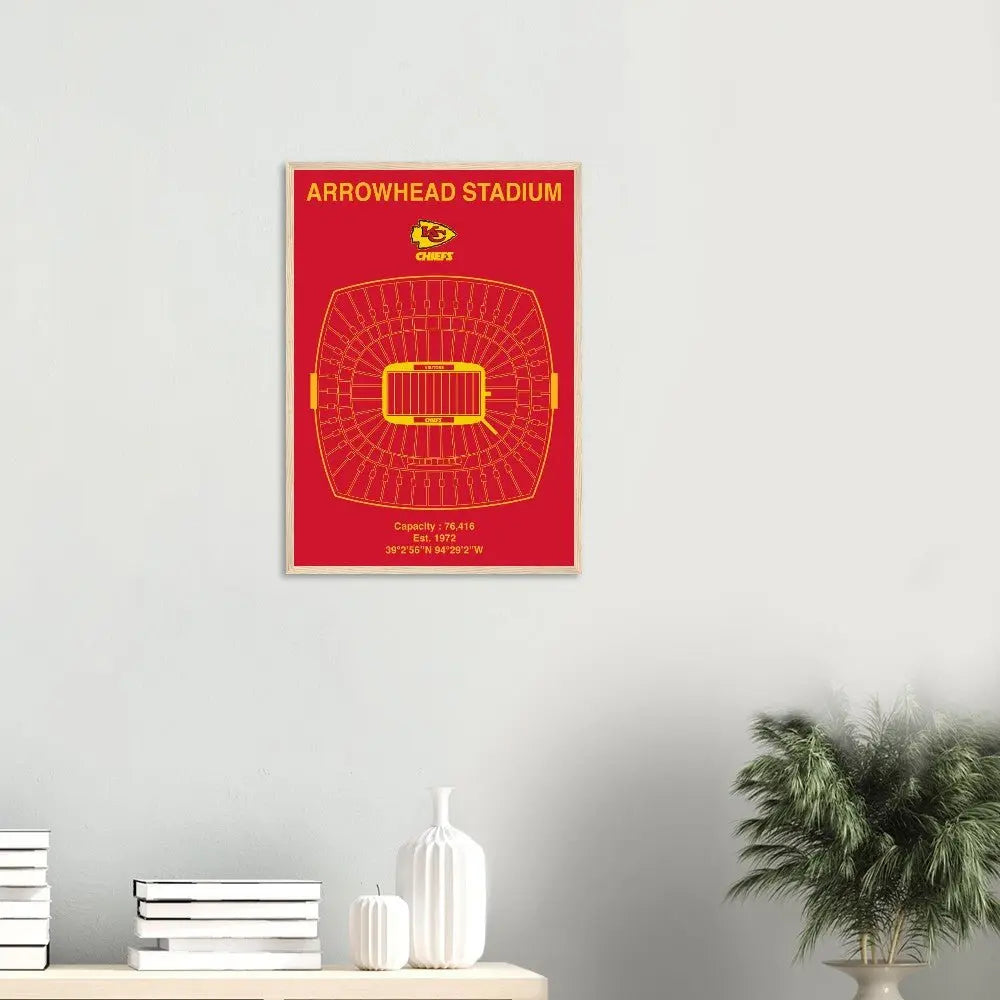 Kansas City Chiefs NFL Field Matte Paper Wooden Framed Poster, Ready - to - Hang Football Art - Hustle and Soul