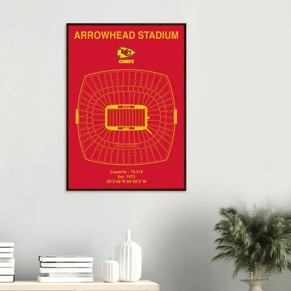 Kansas City Chiefs NFL Field Matte Paper Wooden Framed Poster, Ready - to - Hang Football Art - Hustle and Soul
