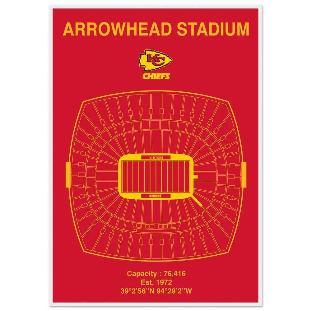 Kansas City Chiefs NFL Field Matte Paper Wooden Framed Poster, Ready - to - Hang Football Art - Hustle and Soul