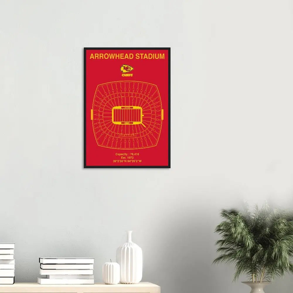 Kansas City Chiefs NFL Field Matte Paper Wooden Framed Poster, Ready - to - Hang Football Art - Hustle and Soul