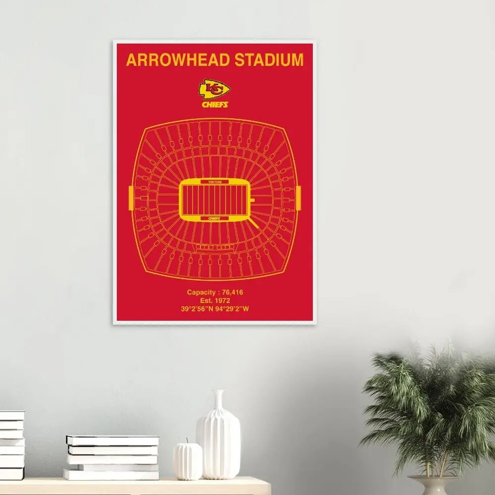 Kansas City Chiefs NFL Field Matte Paper Wooden Framed Poster, Ready - to - Hang Football Art - Hustle and Soul