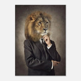 Lion in a Suit Canvas Wall Art, Boss Lion Gentleman Artwork, Thick Frame Whimsical Decor for Home or Office - Hustle and Soul