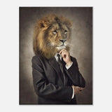 Lion in a Suit Canvas Wall Art, Boss Lion Gentleman Artwork, Thick Frame Whimsical Decor for Home or Office - Hustle and Soul