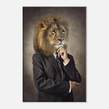 Lion in a Suit Canvas Wall Art, Boss Lion Gentleman Artwork, Thick Frame Whimsical Decor for Home or Office - Hustle and Soul