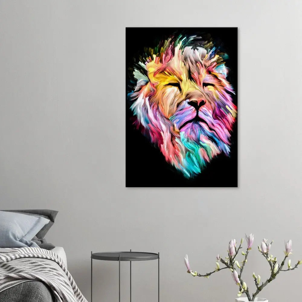 Lion Wall Art, Majestic Lion Canvas Print, Powerful Lion Decor, Jungle Animal Artwork, Motivational Gift for Wildlife Lovers - Hustle and Soul