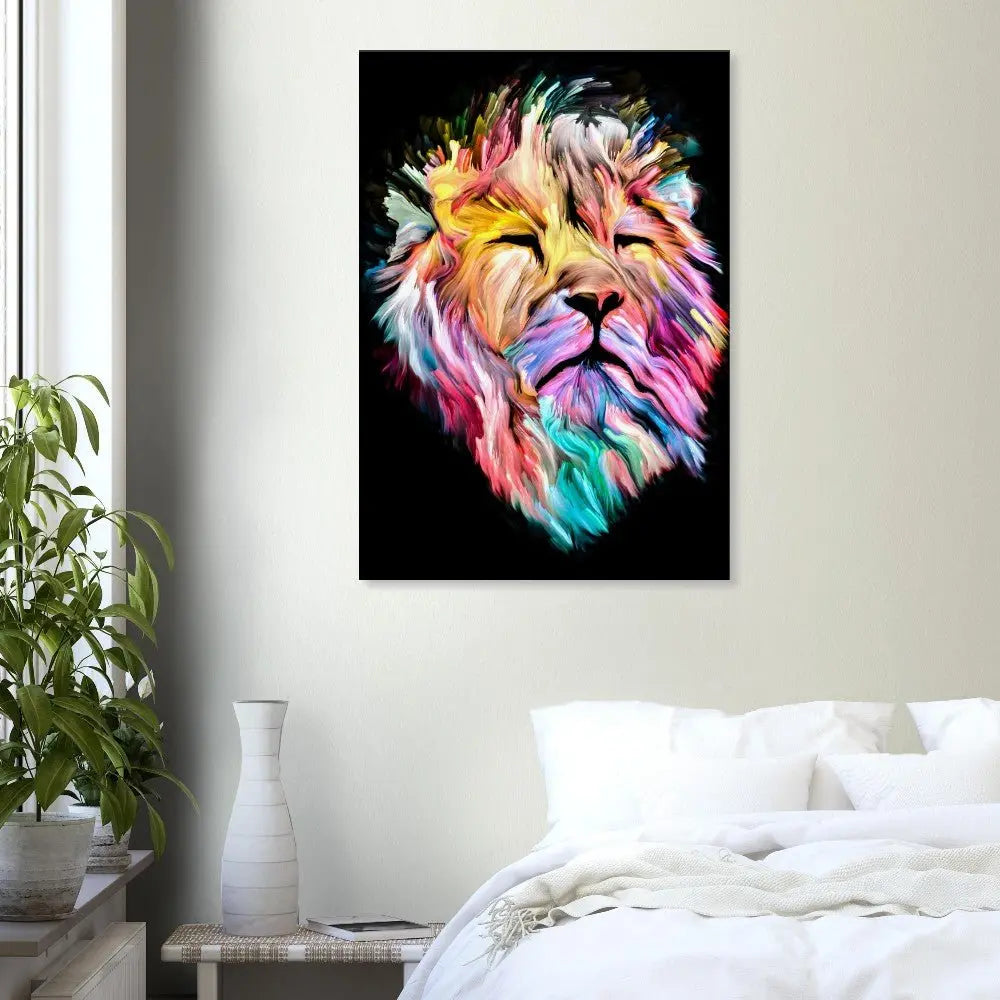 Lion Wall Art, Majestic Lion Canvas Print, Powerful Lion Decor, Jungle Animal Artwork, Motivational Gift for Wildlife Lovers - Hustle and Soul