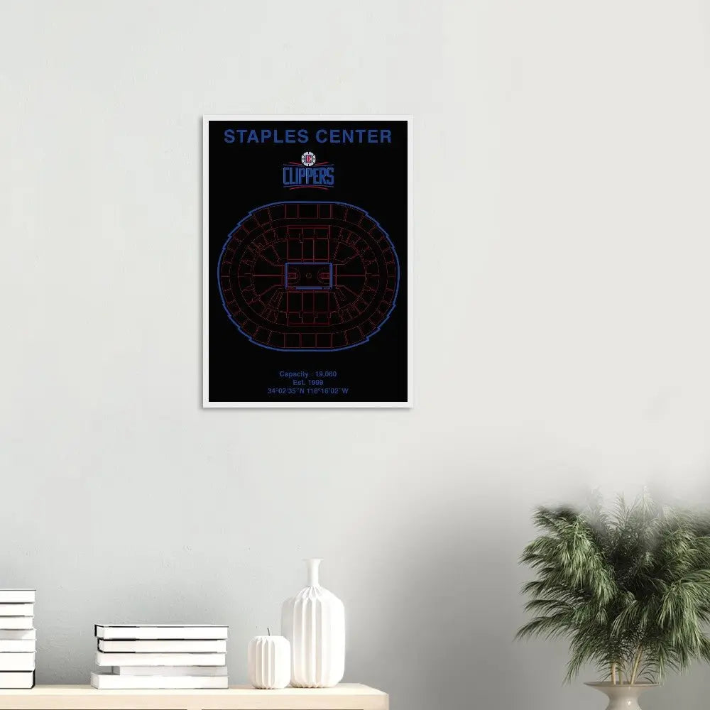 Los Angeles Clippers Poster, Staples Center Matte Paper Wooden Framed Poster, Ready - to - Hang NBA Wall Art - Hustle and Soul